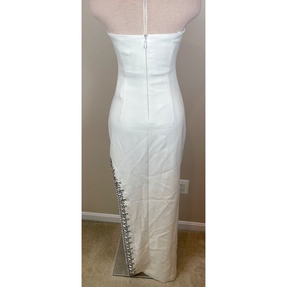 Cinq a Sept Sammy Crystal Embellished Strapless High Slit White Maxi Dress Sz 2 - Picture 6 of 11